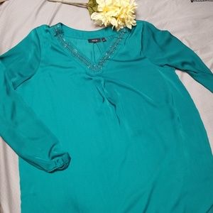 Stunning emerald tunic blouse